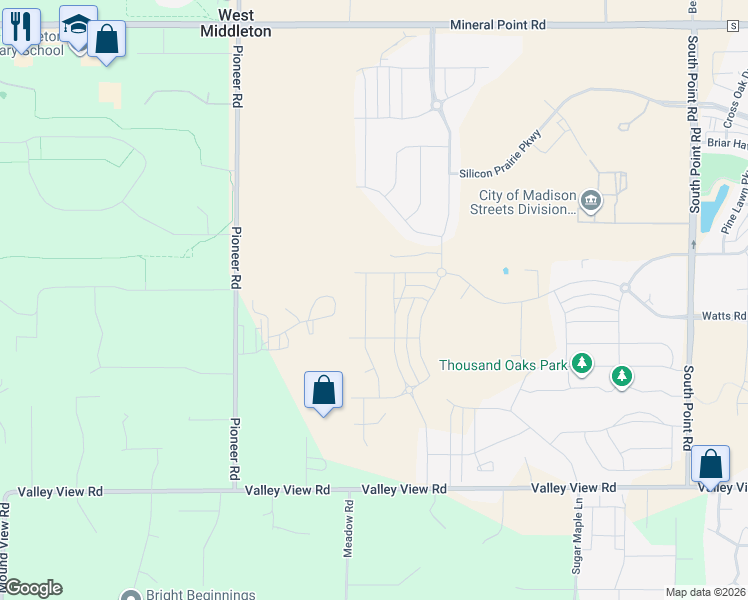 map of restaurants, bars, coffee shops, grocery stores, and more near 622 Old Timber Pass in Verona