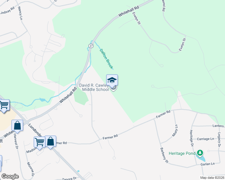 map of restaurants, bars, coffee shops, grocery stores, and more near 89 Whitehall Road in Hooksett