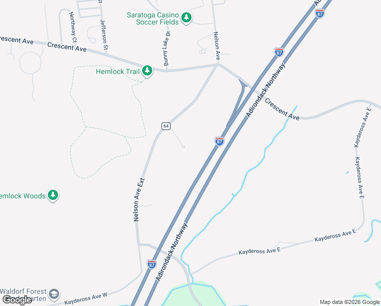 map of restaurants, bars, coffee shops, grocery stores, and more near 66 Nelson Avenue Extension in Saratoga Springs