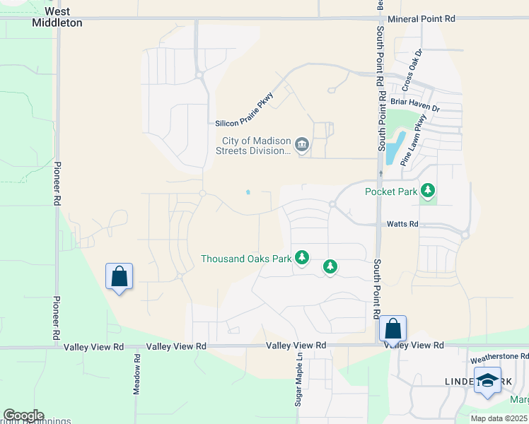 map of restaurants, bars, coffee shops, grocery stores, and more near 10016 Watts Road in Verona