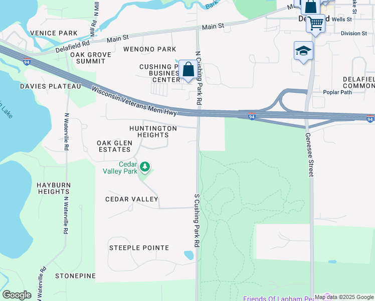 map of restaurants, bars, coffee shops, grocery stores, and more near 213 S Cushing Park Rd in Delafield