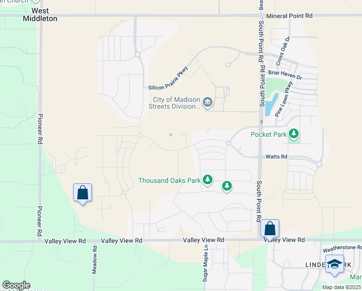 map of restaurants, bars, coffee shops, grocery stores, and more near 10016 Watts Road in Verona
