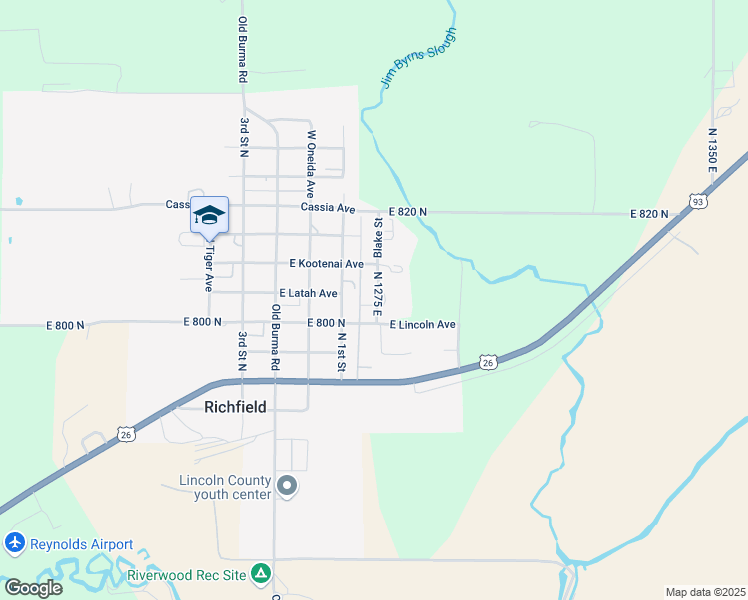map of restaurants, bars, coffee shops, grocery stores, and more near 811 North 1275 East in Richfield