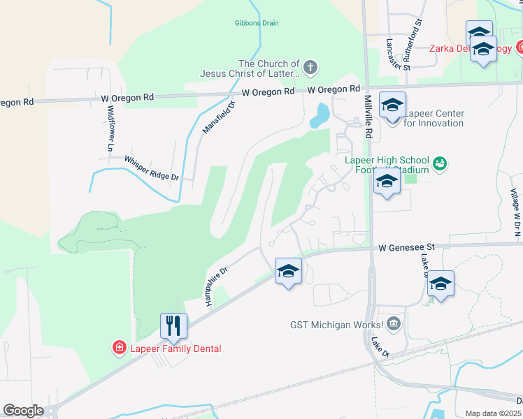 map of restaurants, bars, coffee shops, grocery stores, and more near 280 Devonshire Drive in Lapeer