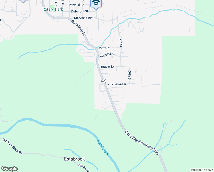 map of restaurants, bars, coffee shops, grocery stores, and more near 1985 Roseburg Road in Myrtle Point