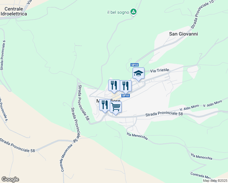 map of restaurants, bars, coffee shops, grocery stores, and more near 1 Borgo Bruno Giordano in Montefiore dell'Aso