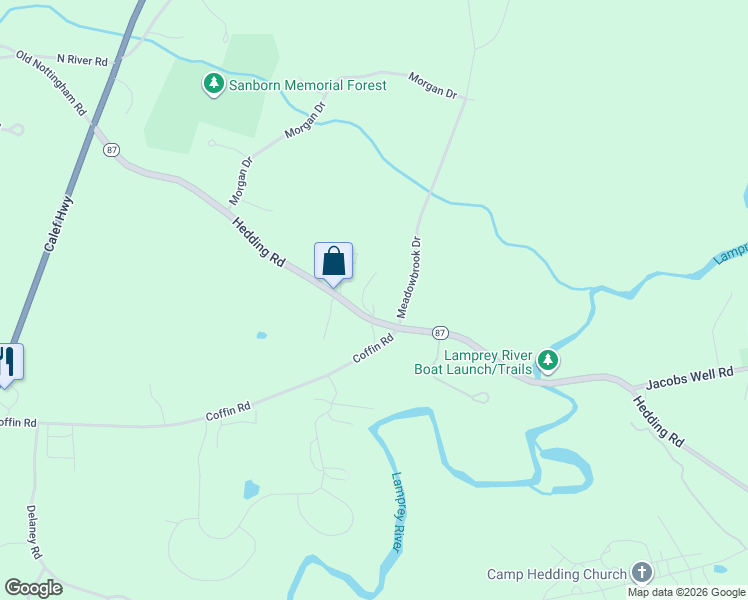 map of restaurants, bars, coffee shops, grocery stores, and more near 81 Hedding Road in Epping