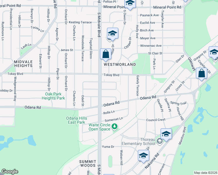 map of restaurants, bars, coffee shops, grocery stores, and more near 4317 Travis Terrace in Madison