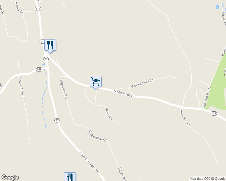 map of restaurants, bars, coffee shops, grocery stores, and more near 726 South Stark Highway in Weare