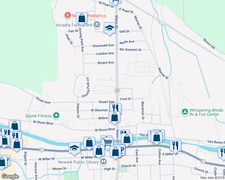 map of restaurants, bars, coffee shops, grocery stores, and more near 104 Emmons Street in Newark