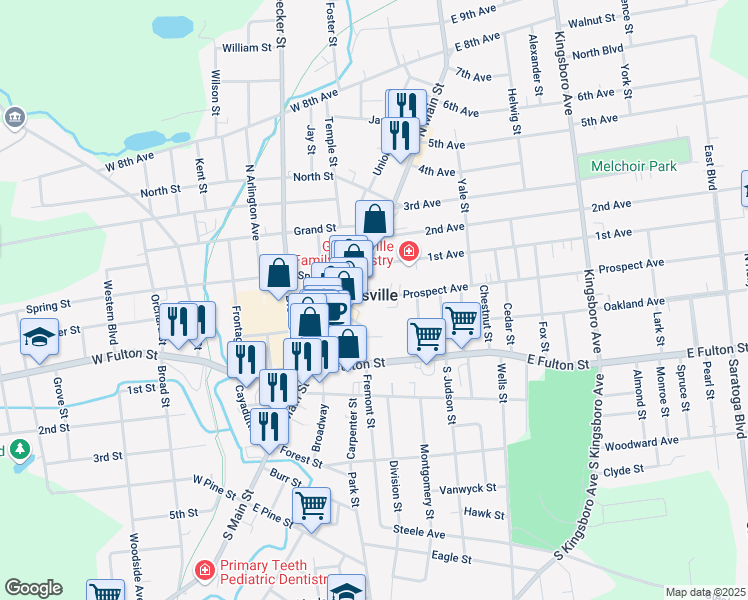 map of restaurants, bars, coffee shops, grocery stores, and more near in Gloversville