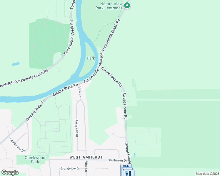 map of restaurants, bars, coffee shops, grocery stores, and more near 3460 Sweet Home Road in Buffalo