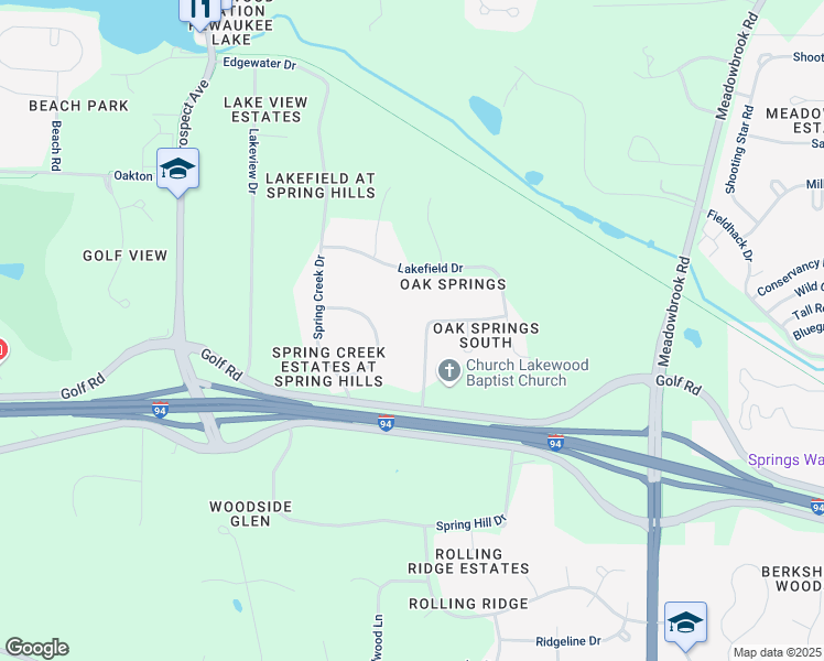 map of restaurants, bars, coffee shops, grocery stores, and more near N16W27487 Riverland Drive in Pewaukee