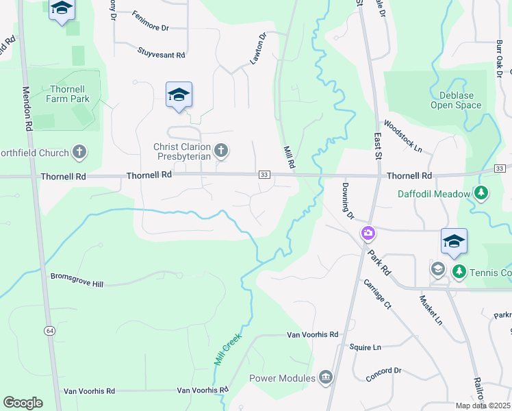 map of restaurants, bars, coffee shops, grocery stores, and more near 23 Le Pere Dr in Pittsford