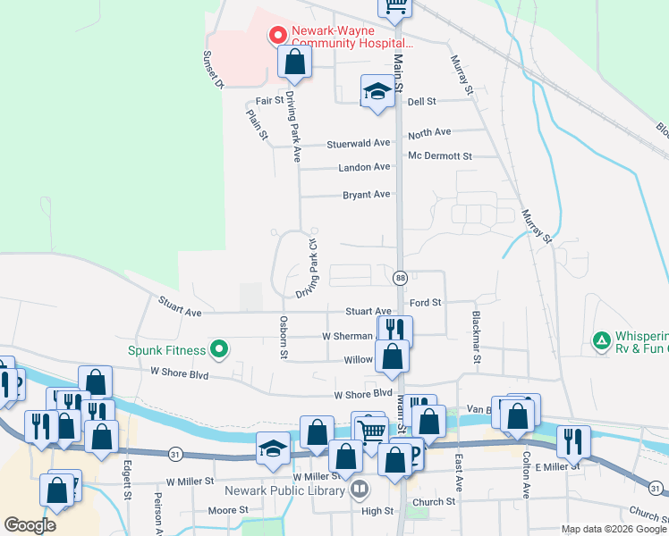 map of restaurants, bars, coffee shops, grocery stores, and more near 14 Mobile Drive in Newark