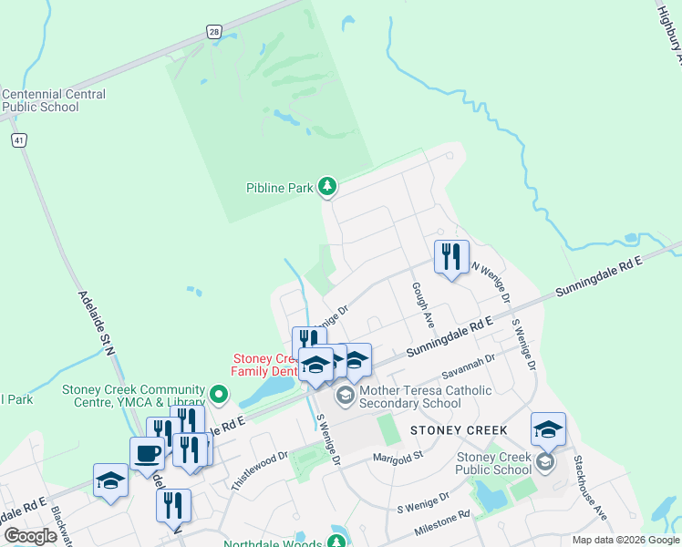 map of restaurants, bars, coffee shops, grocery stores, and more near 1981 Rollingacres Drive in London