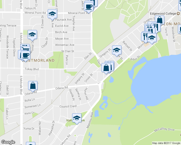 map of restaurants, bars, coffee shops, grocery stores, and more near 3532 Cross Street in Madison
