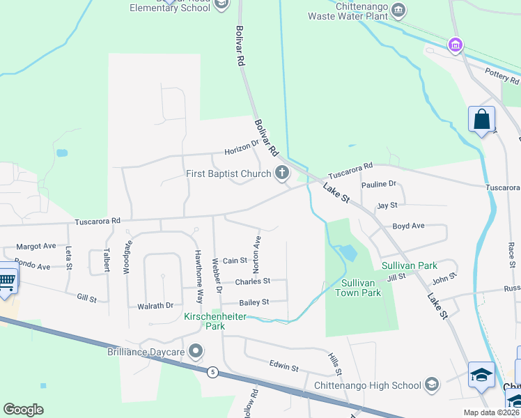 map of restaurants, bars, coffee shops, grocery stores, and more near 525 Tuscarora Rd in Chittenango