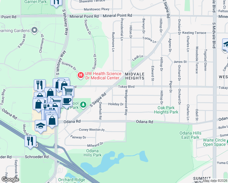 map of restaurants, bars, coffee shops, grocery stores, and more near 610 Constitution Lane in Madison
