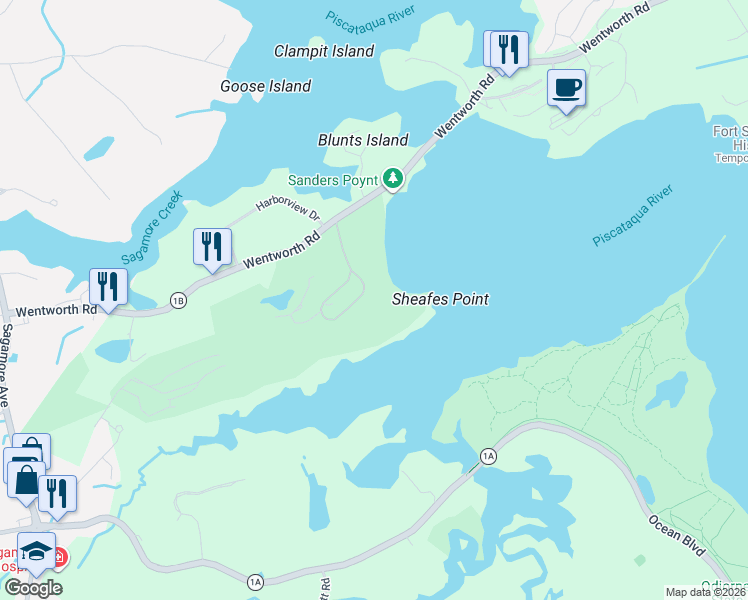 map of restaurants, bars, coffee shops, grocery stores, and more near 9 Heather Road in Rye