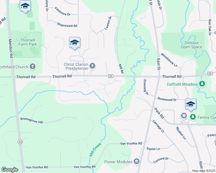 map of restaurants, bars, coffee shops, grocery stores, and more near 23 Le Pere Drive in Pittsford