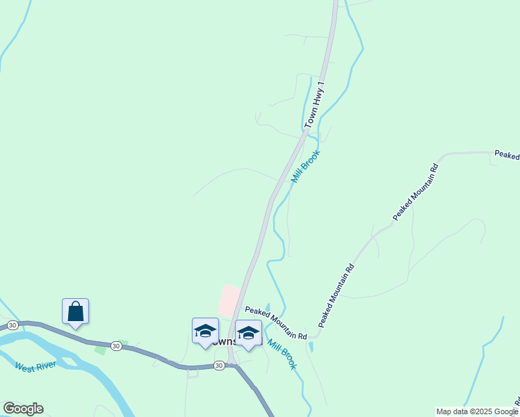 map of restaurants, bars, coffee shops, grocery stores, and more near 461 Grafton Road in Townshend
