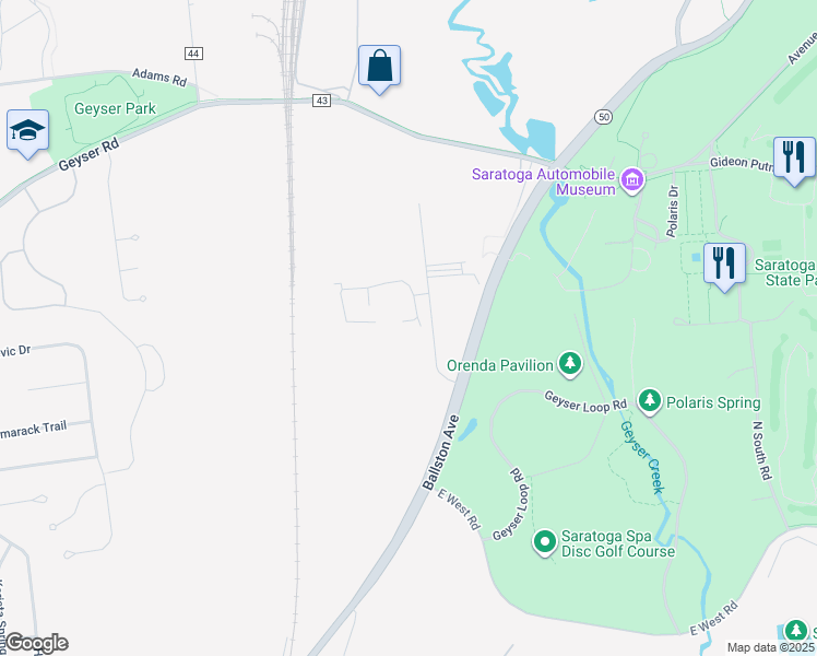map of restaurants, bars, coffee shops, grocery stores, and more near 9 Derby Drive in Saratoga Springs