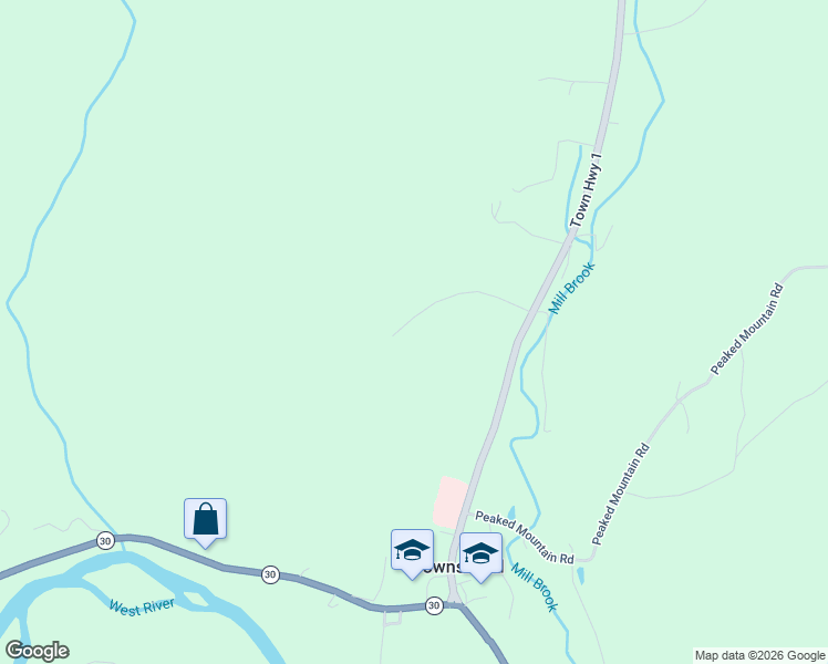 map of restaurants, bars, coffee shops, grocery stores, and more near 275 Ober Hill Road in Townshend