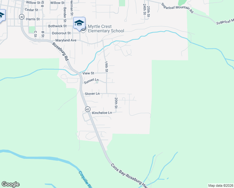 map of restaurants, bars, coffee shops, grocery stores, and more near 2009 Stover Ln in Myrtle Point