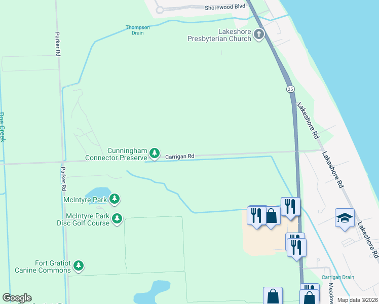 map of restaurants, bars, coffee shops, grocery stores, and more near 3224 Carrigan Road in Fort Gratiot Township