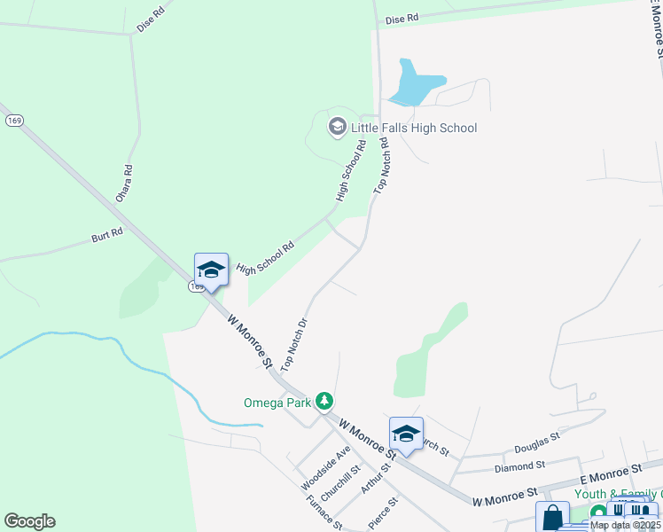 map of restaurants, bars, coffee shops, grocery stores, and more near 44 Top Notch Drive in Little Falls