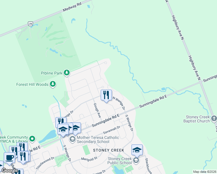 map of restaurants, bars, coffee shops, grocery stores, and more near 1450 North Wenige Drive in London