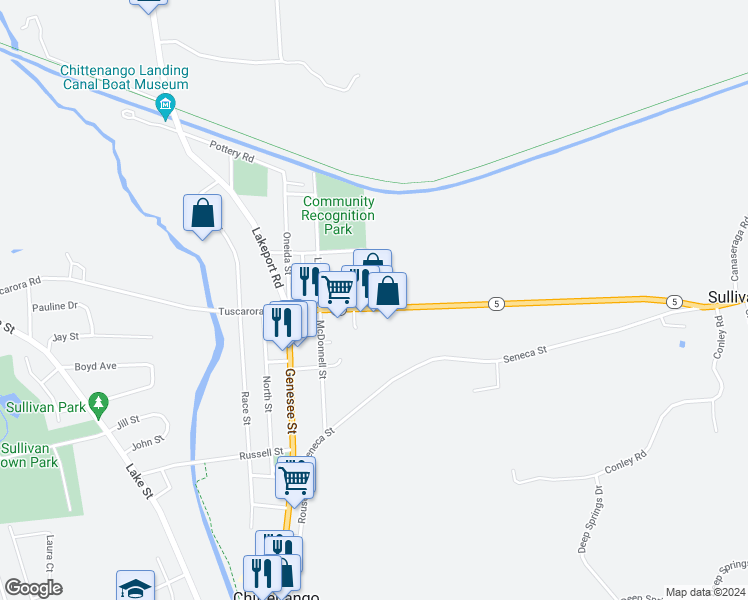 map of restaurants, bars, coffee shops, grocery stores, and more near 809 Genesee Turnpike in Chittenango
