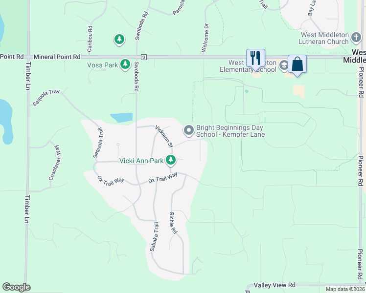 map of restaurants, bars, coffee shops, grocery stores, and more near 7723 Kempfer Lane in Verona
