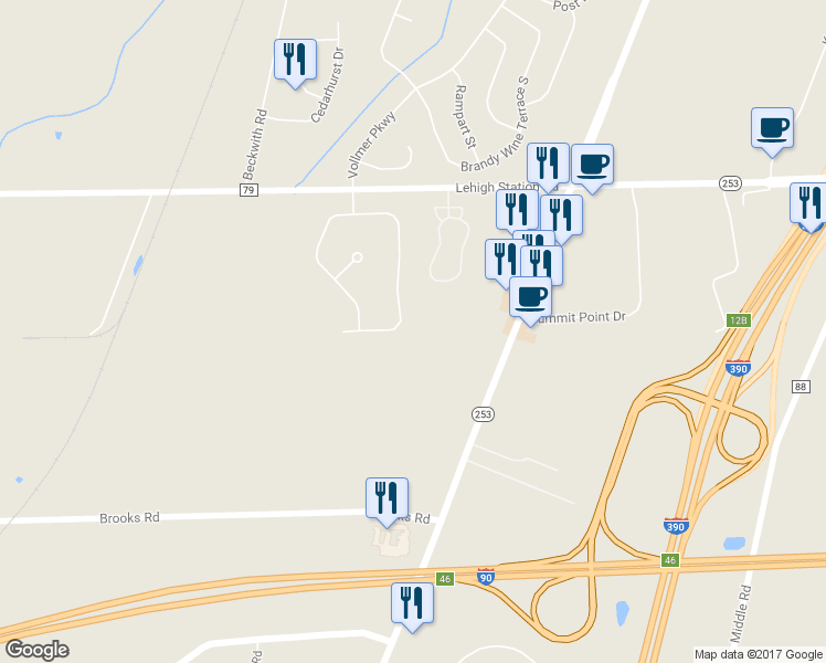 map of restaurants, bars, coffee shops, grocery stores, and more near 162 Chelsea Meadows Drive in West Henrietta