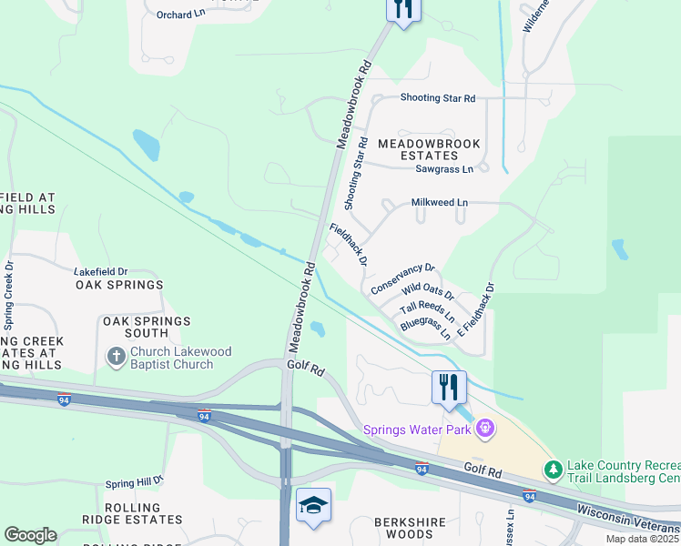 map of restaurants, bars, coffee shops, grocery stores, and more near N17W26865 East Fieldhack Drive in Pewaukee