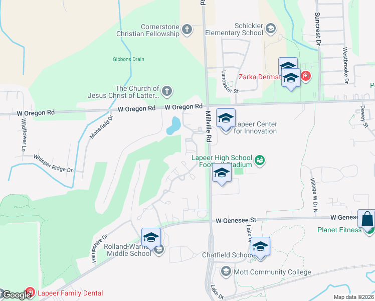 map of restaurants, bars, coffee shops, grocery stores, and more near 761 Rolling Hills Lane in Lapeer