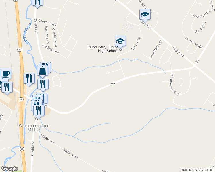 map of restaurants, bars, coffee shops, grocery stores, and more near Chapman Road in New Hartford