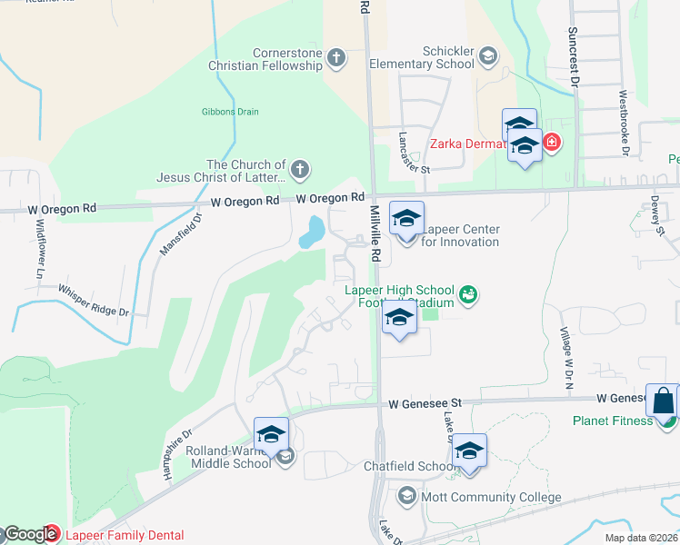 map of restaurants, bars, coffee shops, grocery stores, and more near 761 Rolling Hills Lane in Lapeer
