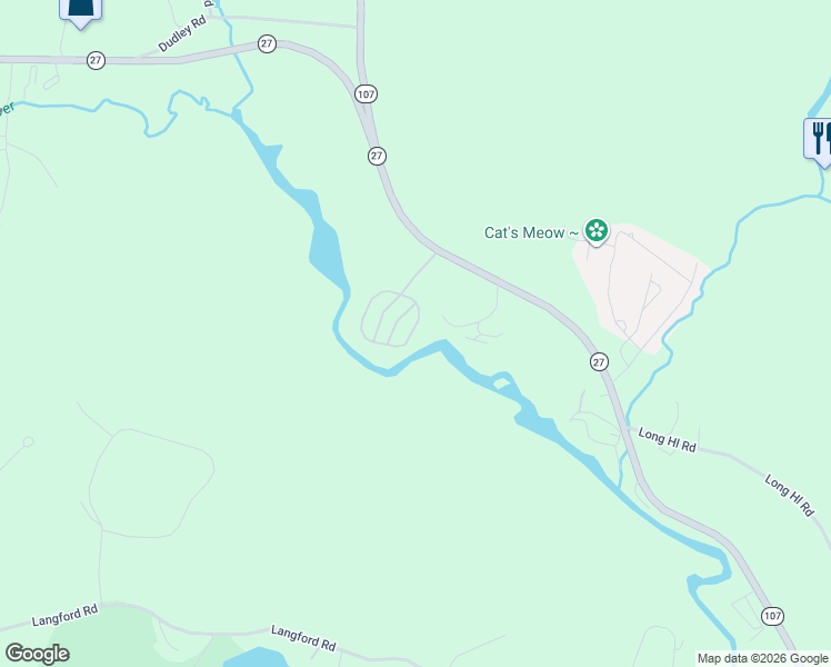 map of restaurants, bars, coffee shops, grocery stores, and more near 59 Patriots Way in Raymond