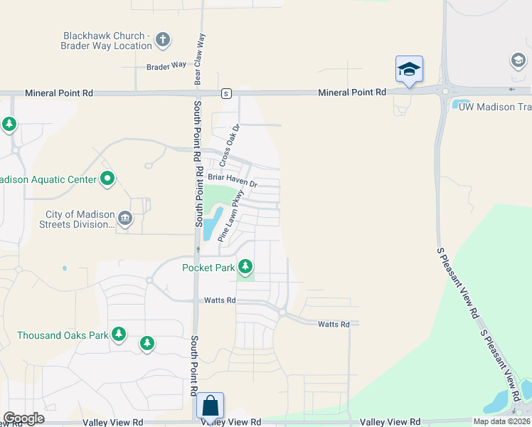 map of restaurants, bars, coffee shops, grocery stores, and more near 9326 Vista Meadow Drive in Verona