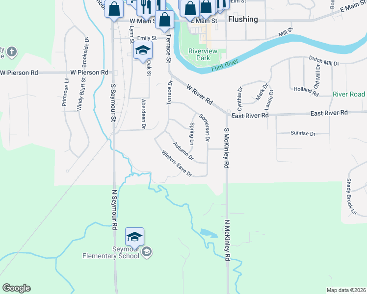 map of restaurants, bars, coffee shops, grocery stores, and more near 552 Spring Lane in Flushing