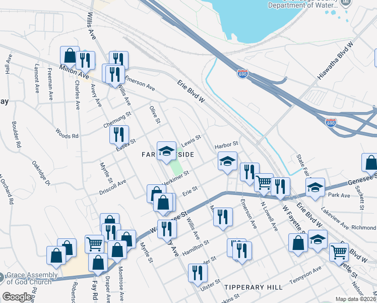 map of restaurants, bars, coffee shops, grocery stores, and more near 808 Milton Avenue in Syracuse