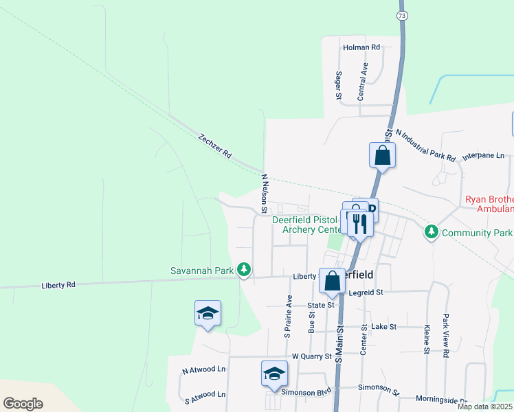 map of restaurants, bars, coffee shops, grocery stores, and more near 232 West Nelson Street in Deerfield