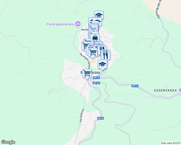 map of restaurants, bars, coffee shops, grocery stores, and more near in Montalcino