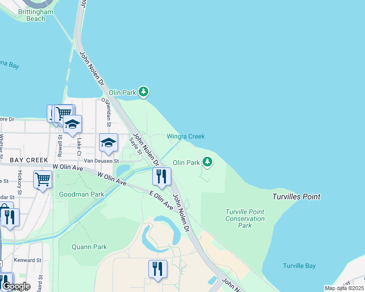 map of restaurants, bars, coffee shops, grocery stores, and more near 302 East Lakeside Street in Madison
