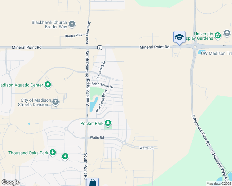 map of restaurants, bars, coffee shops, grocery stores, and more near 9325 Briar Haven Drive in Verona