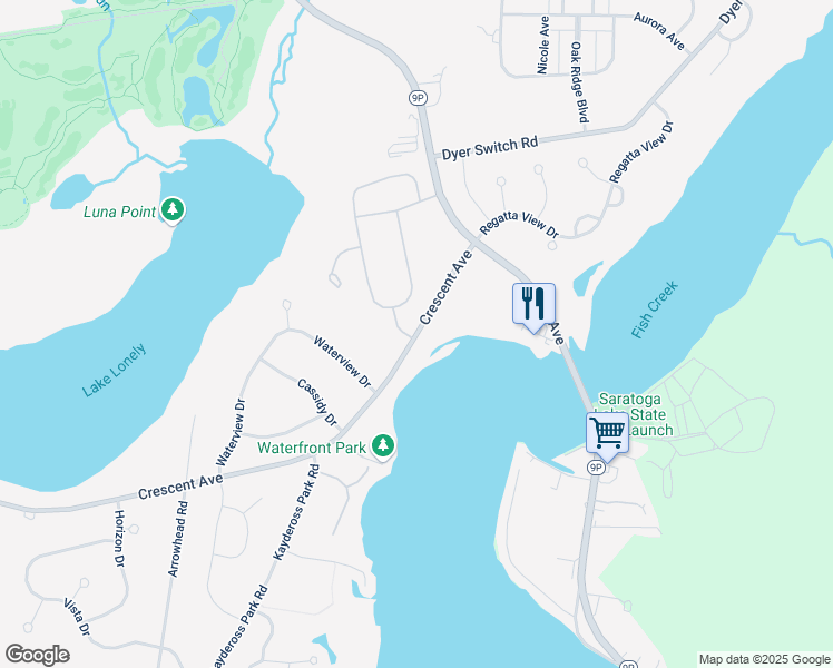 map of restaurants, bars, coffee shops, grocery stores, and more near 2 Inlander Road in Saratoga Springs