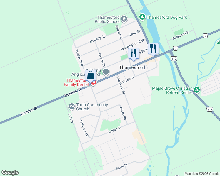 map of restaurants, bars, coffee shops, grocery stores, and more near 222 Brock Street in Exeter