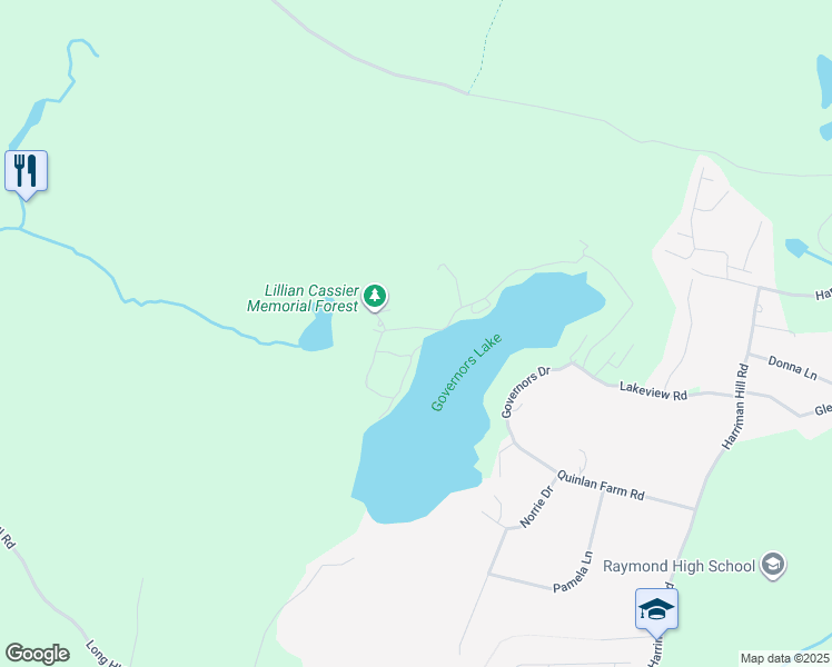 map of restaurants, bars, coffee shops, grocery stores, and more near 70 West Shore Drive in Raymond